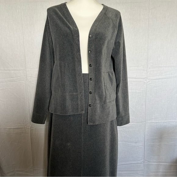 J Jill Stretch Cardigan Button down Skirt Outfit Set coastal grandma old money S - Picture 1 of 9